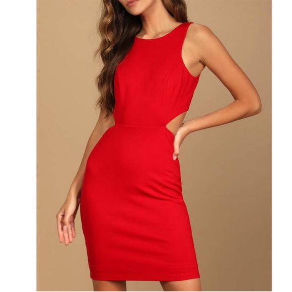 {LULUS} Undeniable Attraction Red Cutout Bodycon Mini Dress NWT - Picture 3 of 15